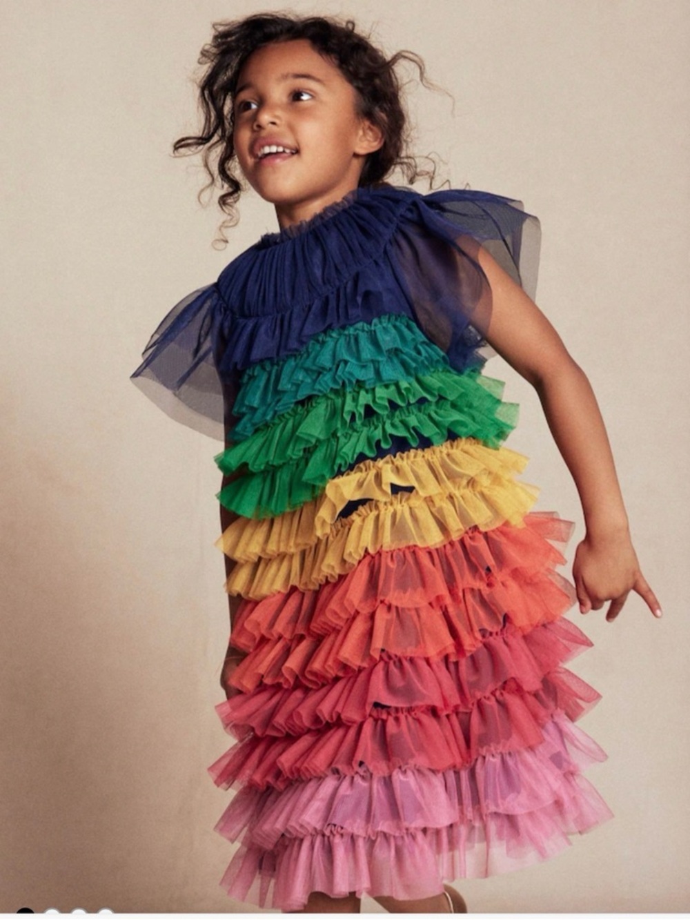 Mini Boden blue tiered tulle dress 3-4T - Picture 3 of 4
